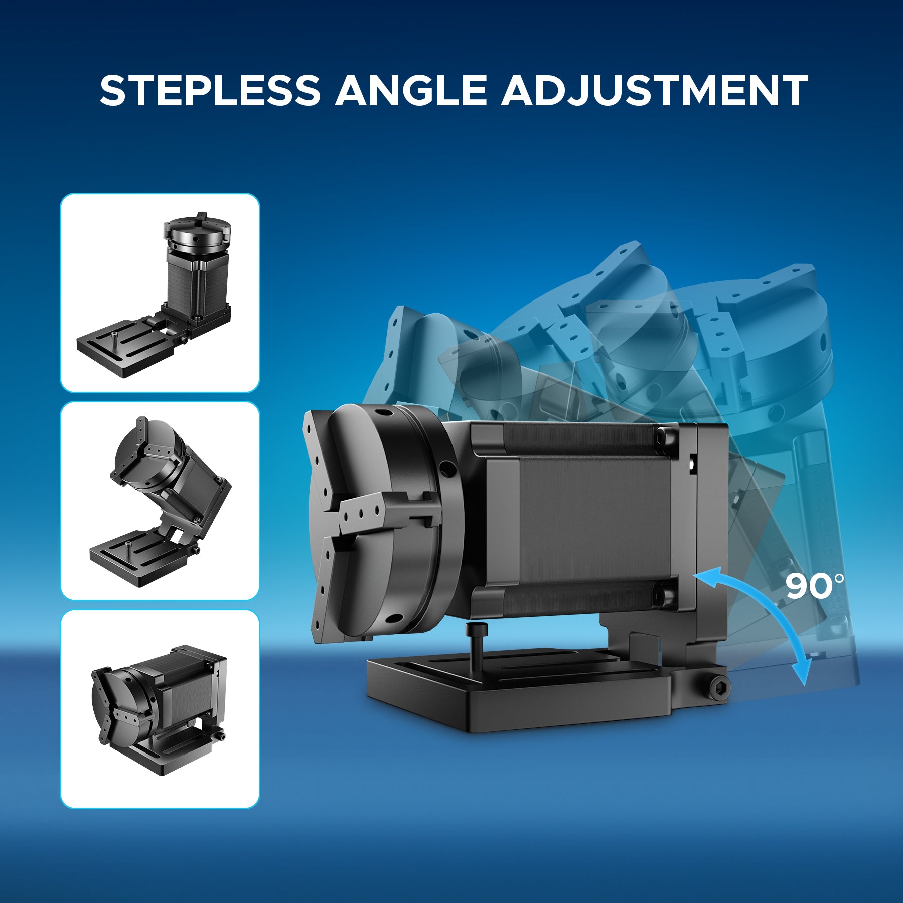 70mm Rotary Axis Attachment for MOPA and Fibre Laser Engraver with 3 Jaw Rotary Chuck | LRA-MN70