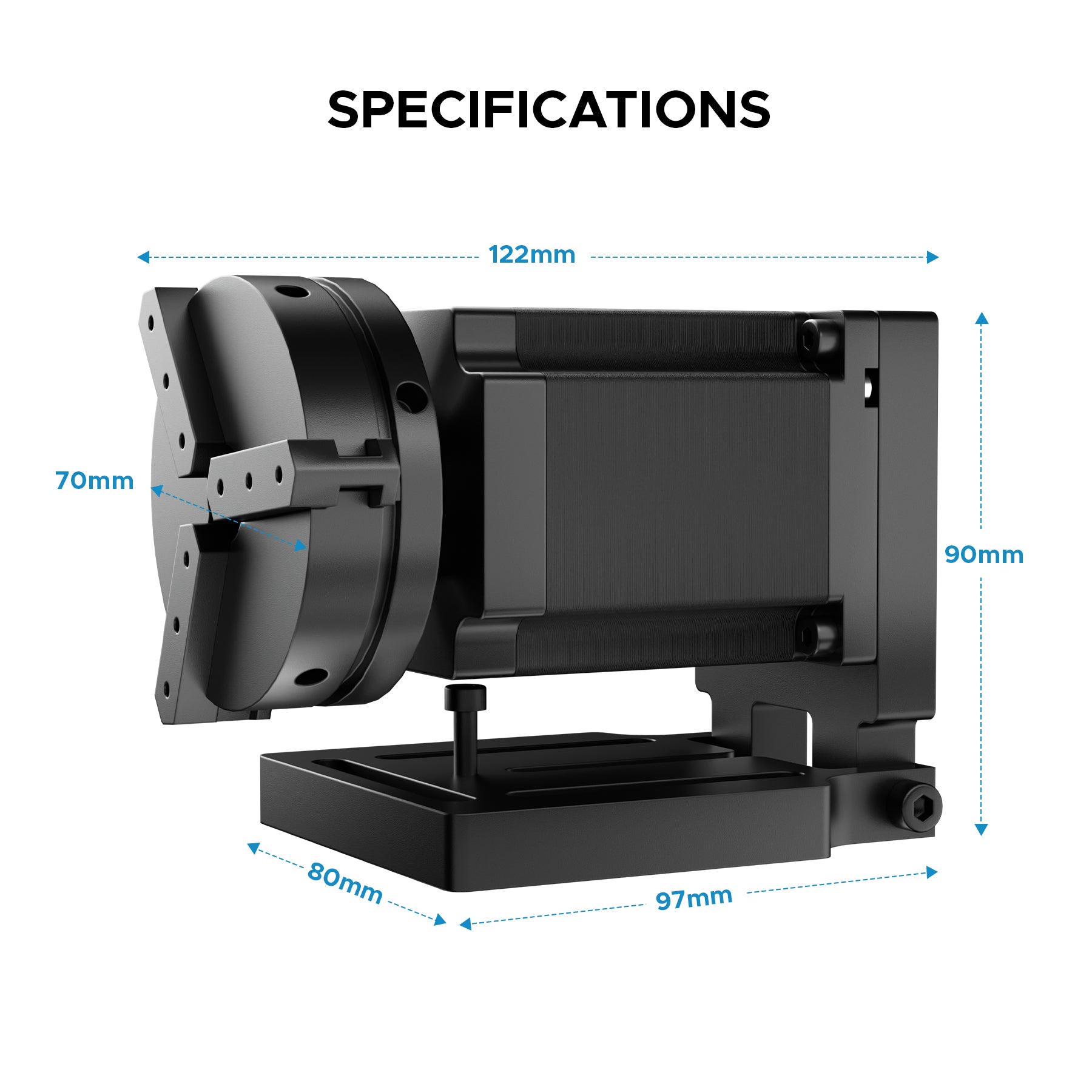 70mm Rotary Axis Attachment for MOPA and Fibre Laser Engraver with 3 Jaw Rotary Chuck | LRA-MN70