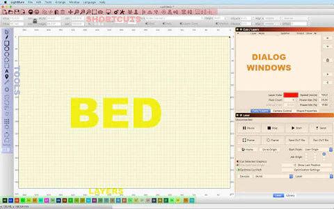 Lightburn basics the Lightburn workspace