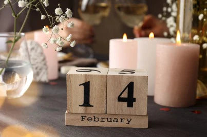 happy valentine day dinner on dark wooden table