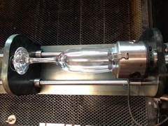 setup laser engraving champagne glass with laser rotary attachment
