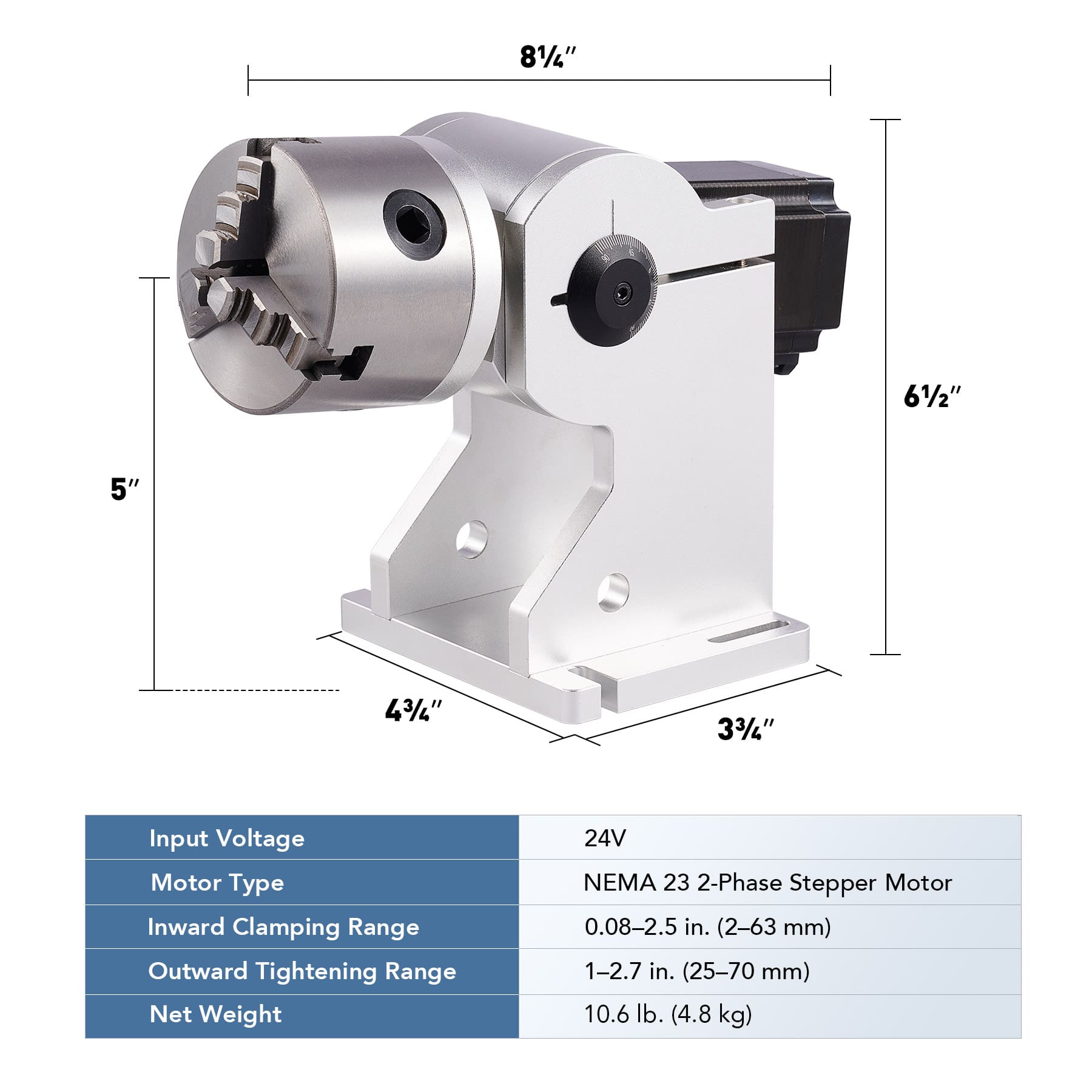 OMTech-80mm-Laser-Rotary-Axis-3-Jaw-Chuck