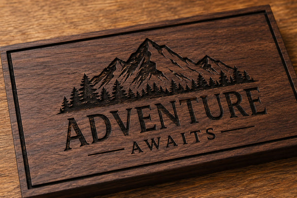 Laser engraving on dark wood