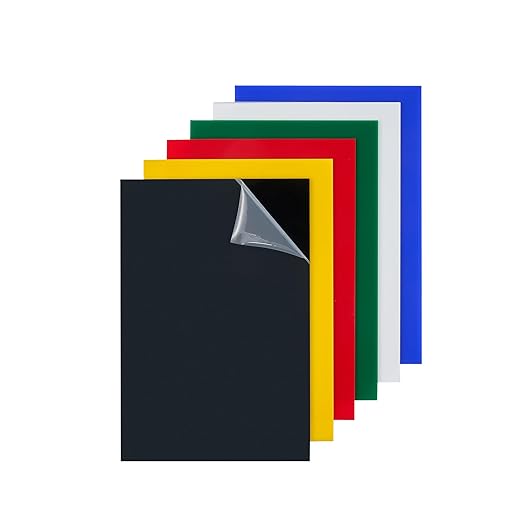 6-Pack Colored Acrylic Sheets – 8" × 12" (203 × 305 mm), 0.1" (2.5 mm) Laser-Ready Plexiglass