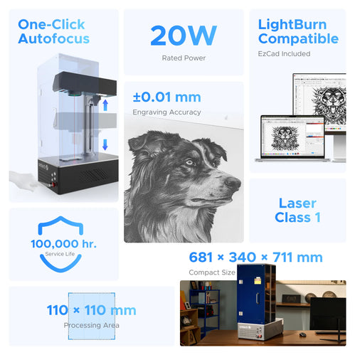 OMTech Fiber Laser Marking Machine with Autofocus