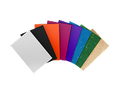 Set of colorful notebooks arranged in a fan-like pattern on a white background