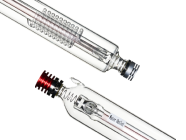 Glass thermometer with a clear bulb and red liquid indicator on a white background